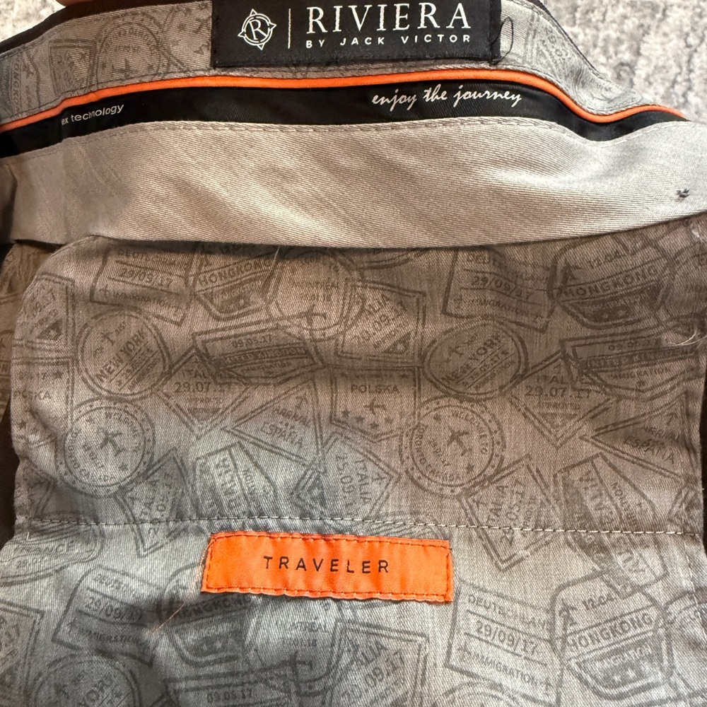 Riviera by Jack Victor Men's Brown Traveler 36R Flex Dress Pants - Picture 11 of 12